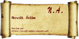 Novák Ádám névjegykártya